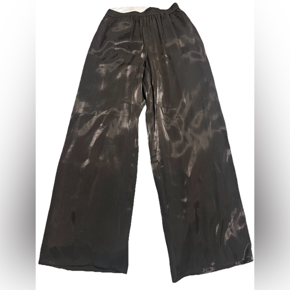 Black Satin Wide Leg Palazzo Pants XS Pull On Elastic Waist Nordstrom